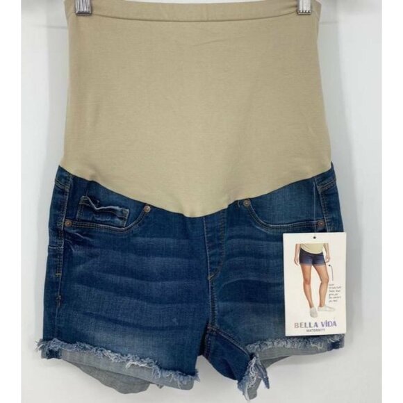 Bella Vida Maternity Shorts Size Small Blue Denim Cut Offs Soft Stretch New B61 - Picture 1 of 10